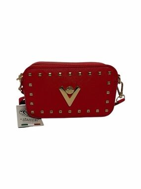 Valentino Crosshatching Red Leather Crossbody Handbag